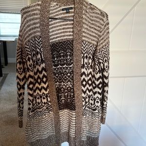 NWOT brown and tan and white long cardigan. Super thick and soft